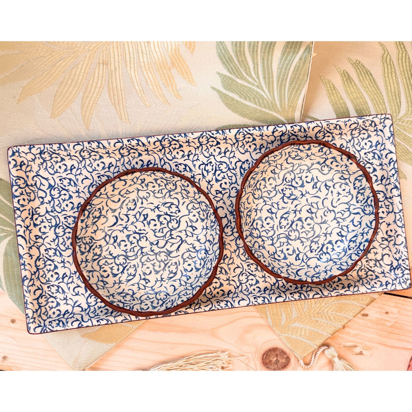 Aspen Blue Platter Set of 3 – Floral Ceramic Platter Set