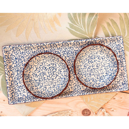 Aspen Blue Platter Set of 3 – Floral Ceramic Platter Set