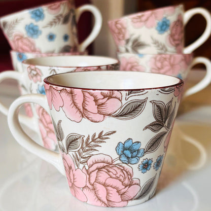Blooming Florals Premium Decal Tea cups Set of 6