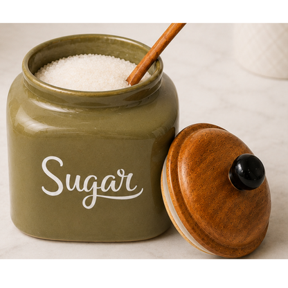 Ceramic Tea, Coffee, and Sugar Airtight Jar Set of 3 | Kitchen Storage