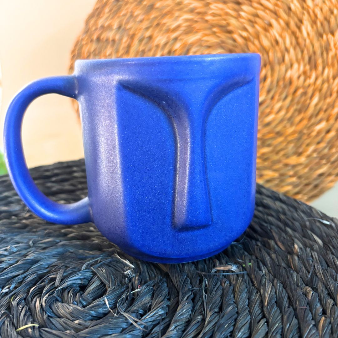 Face Shaped Royal Blue Coffee Mug 