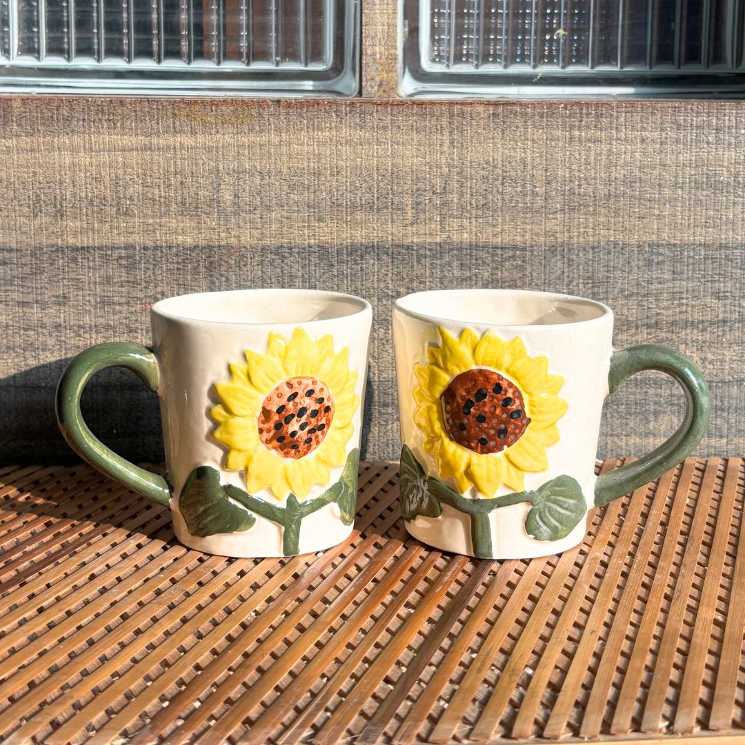 Sunflower Ceramic Tea - Coffee Mug Set of 2