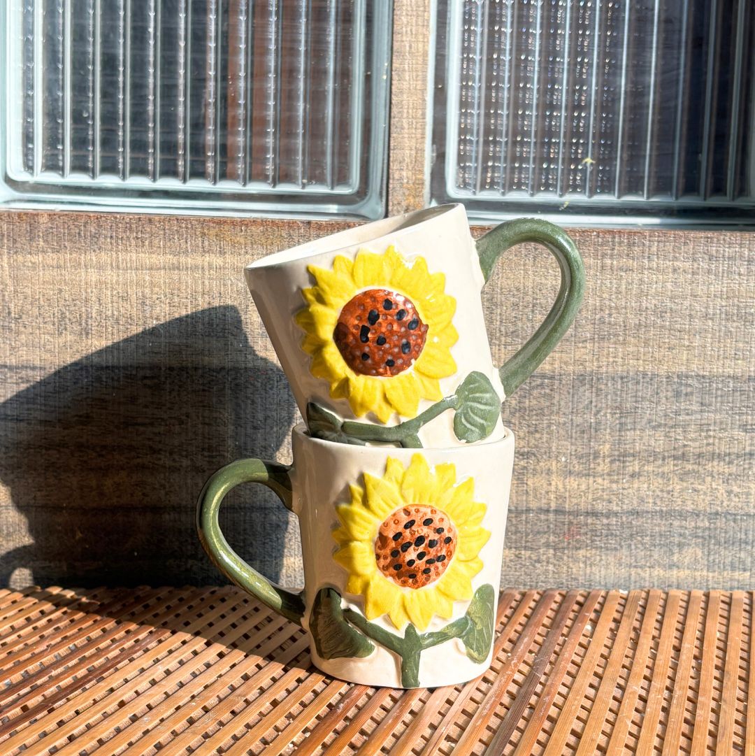 Sunflower Ceramic Tea - Coffee Mug Set of 2