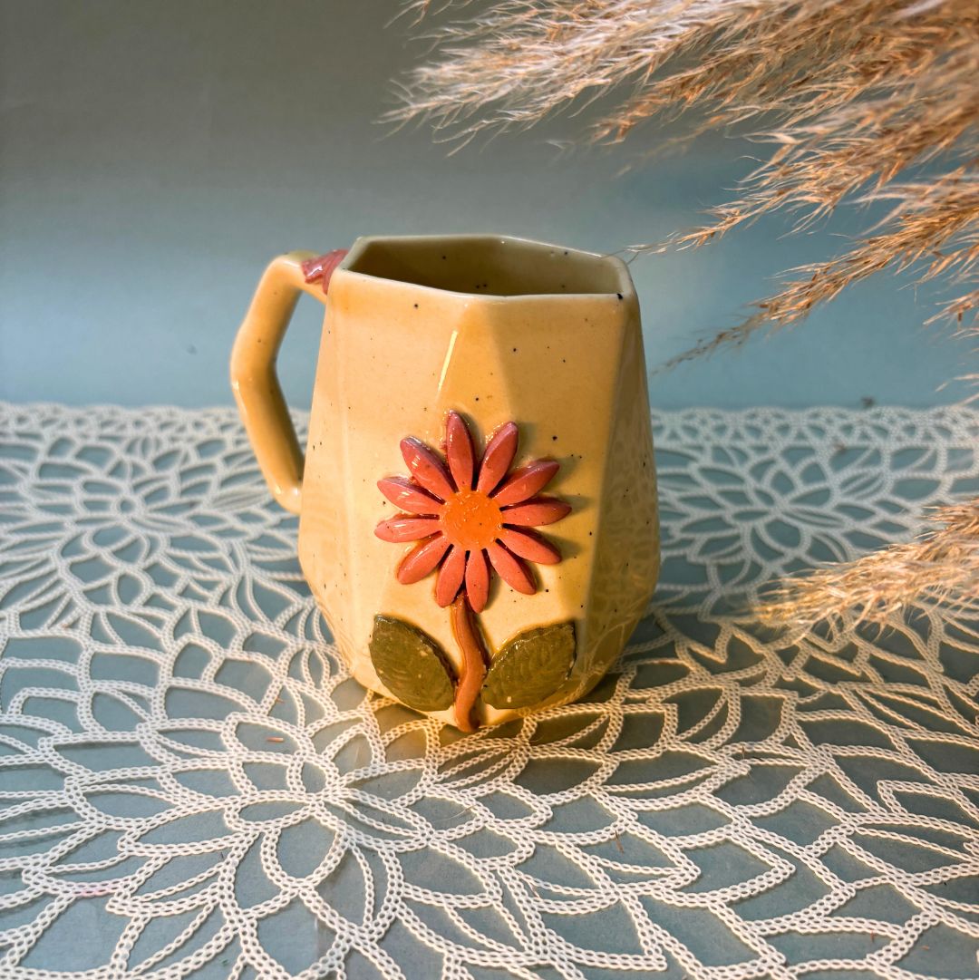 Lemony Floral Ceramic Coffee Mug