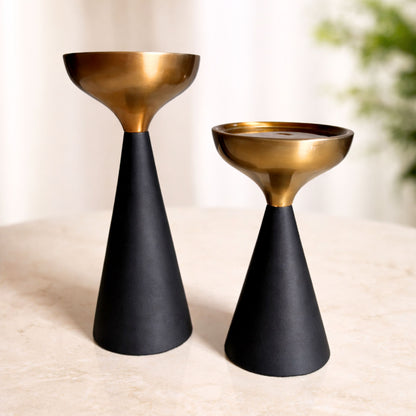 Iron Manor Premium Black Candle Stand Set of 1