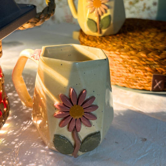 Lemony Floral Ceramic Coffee Mug