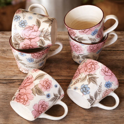 Blooming Florals Premium Decal Tea cups Set of 6