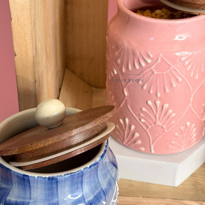 Blush Lilac Ceramic Airtight Jar Set of 2