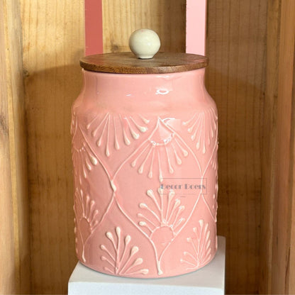 Blush Lilac Ceramic Airtight Jar Set of 2
