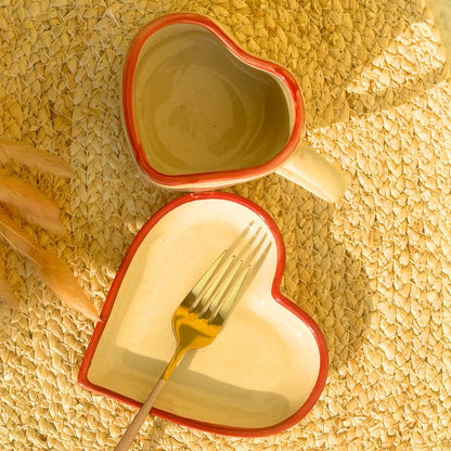 I Heart U Ceramic Coffee Mug with Saucer