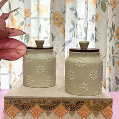 Daisy MultiPurpose Handmade Ceramic Jar with Lid