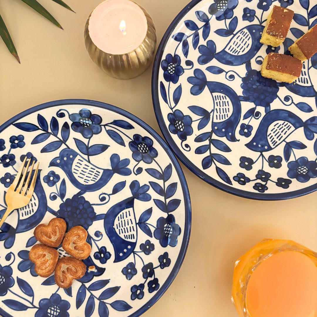 Nestling Hand-Printed Dinner Plate Set of 2