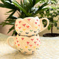 Hand-Painted Lotus Heart Coffee Mug Set of 2