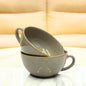 Grey Ceramic Cappuccino Cup Set of 2 – Grey with Golden Speckles and Rim