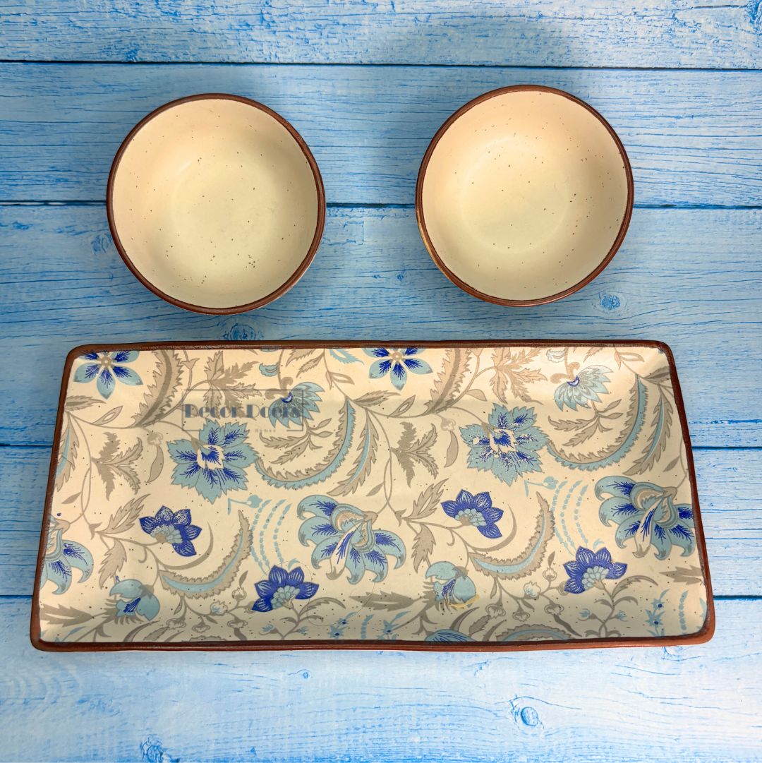 Handcrafted Canvas and Clay Serving Platter Set of 3 – Premium Tableware