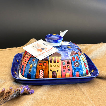 Utterly Arabian Night Butter Dish | Blue Ceramic Butter Dish