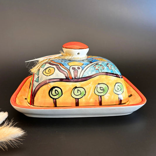 Utterly Butter Scotch Butter Dish | Orange Ceramic Butter Dish