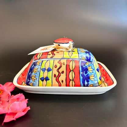 Utterly Rainbow Butter Dish | Red Ceramic Butter Dish