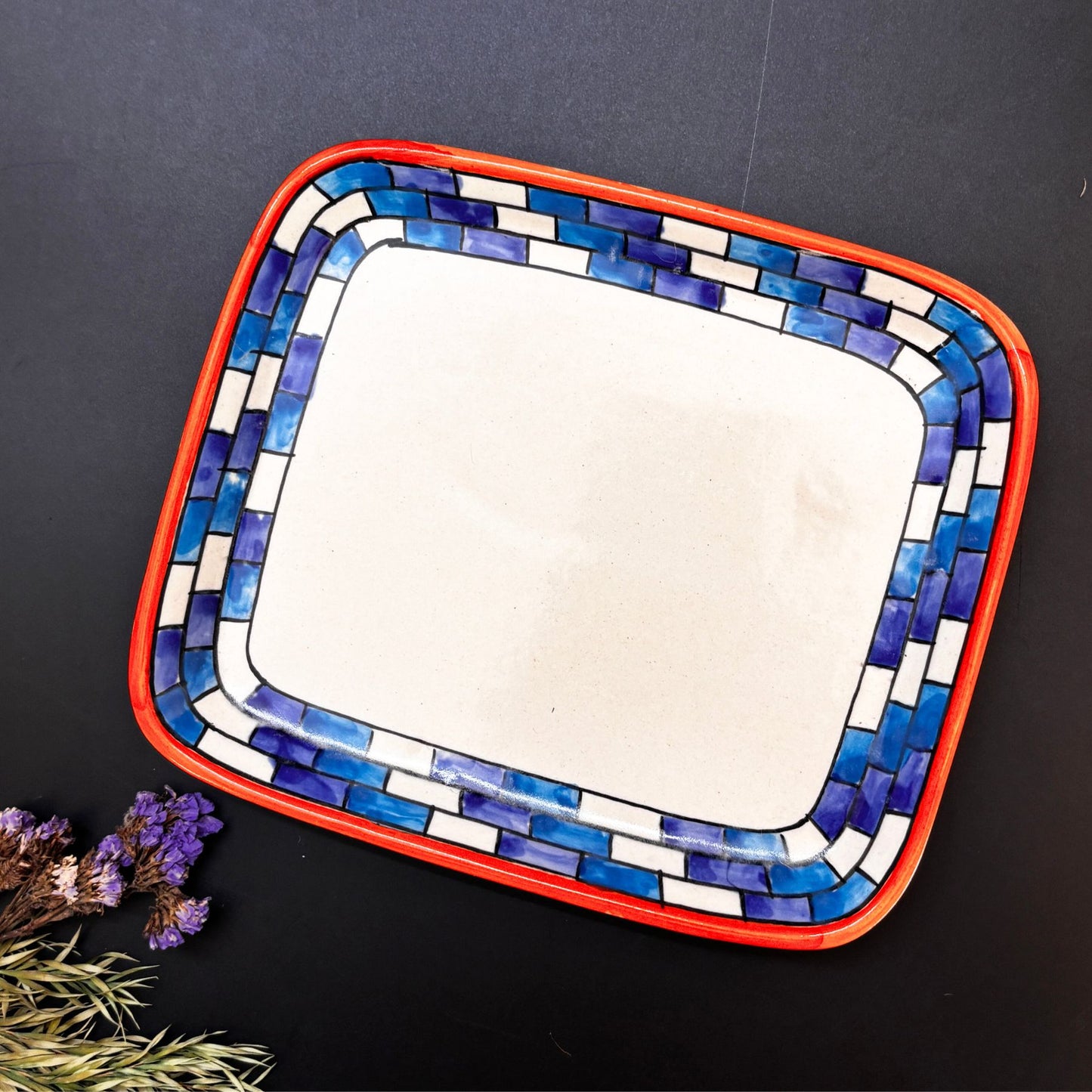 Brick Spread Butter Dish | Hand-Painted Ceramic Butter Dish with Lid