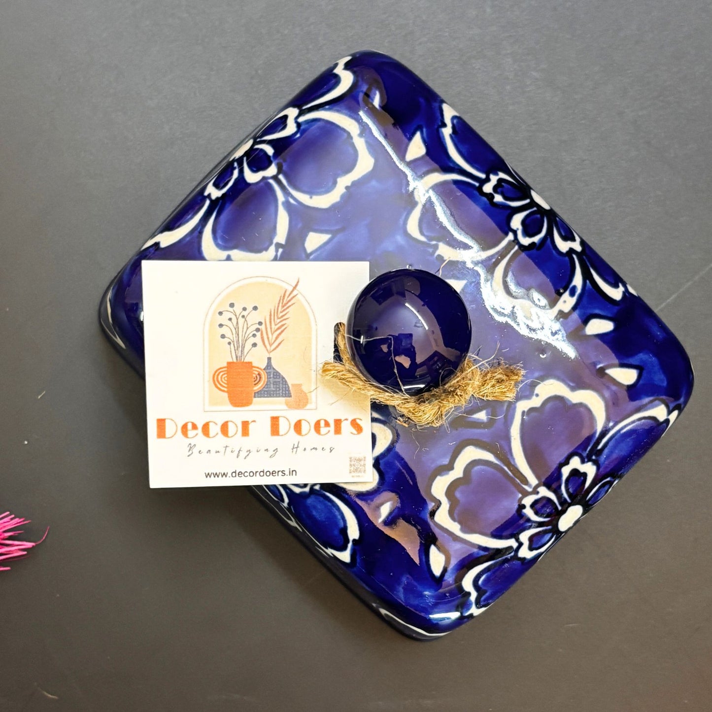 Indigo Floral Butter Dish | Handcrafted Ceramic Butter Dish with Lid