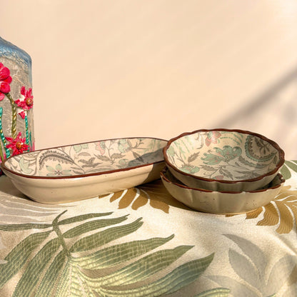 Bay Decal Platter set of 3 - Ceramic Serve Platter Set