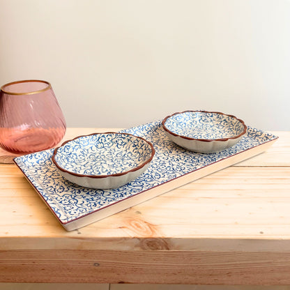 Aspen Blue Platter Set of 3 – Floral Ceramic Platter Set