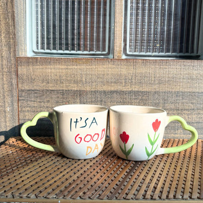 Radiant Green Heart Cup Set of 2
