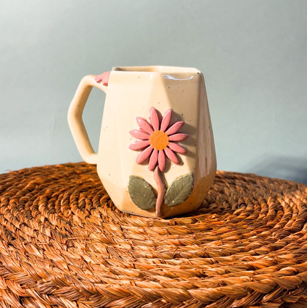 Lemony Floral Ceramic Coffee Mug