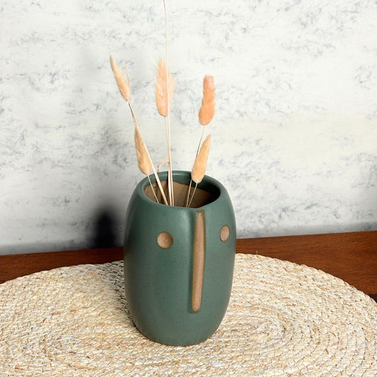Radiant Green Face Vase - Medium