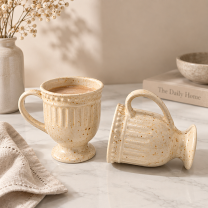 Ivory Speckled Trophy Mugs set of 2