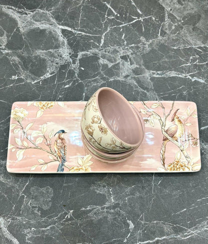 Flamingo Ceramic Platter Set | Decal Print