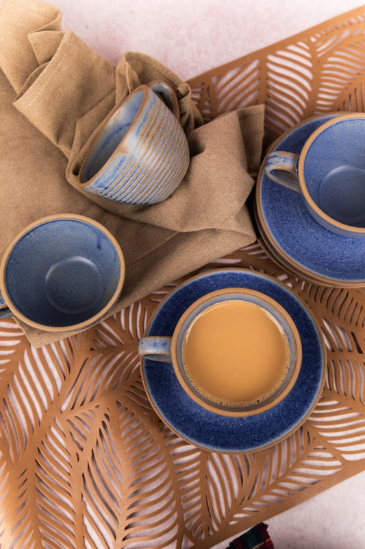 Rustic Azure Ceramic Tea Cup [Set of 6]