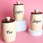 Tea Coffee Sugar Jars Set of 3 with wooden spoon