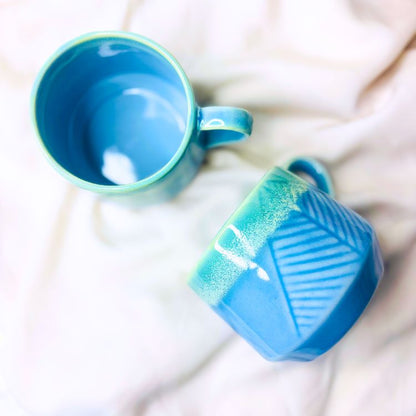 Aqua Leaf Ceramic Coffee Mug